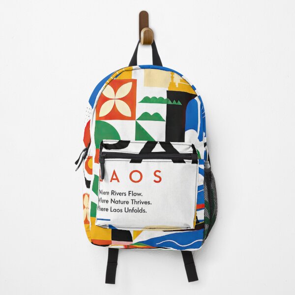 Item preview, Colorful geometric poster depicting Laos-inspired architecture, designed and sold by ckybe.