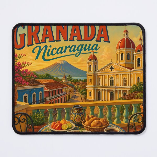 Item preview, Granada, Nicaragua: Vintage-Style Painterly Travel Poster designed and sold by LSVart.