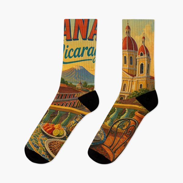 Item preview, Granada, Nicaragua: Vintage-Style Painterly Travel Poster designed and sold by LSVart.