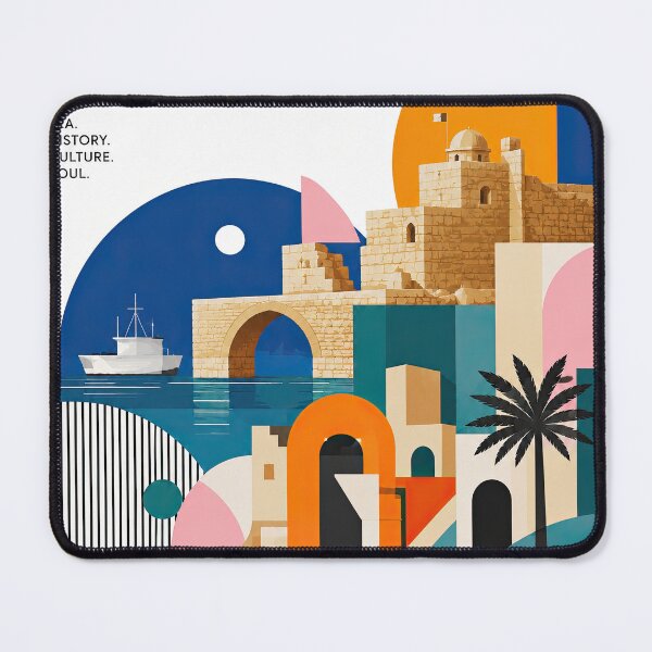 Item preview, Geometric travel poster illustration celebrating Sidon, Lebanon designed and sold by ckybe.