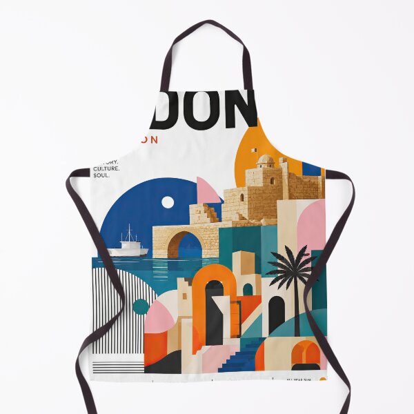 Item preview, Geometric travel poster illustration celebrating Sidon, Lebanon designed and sold by ckybe.