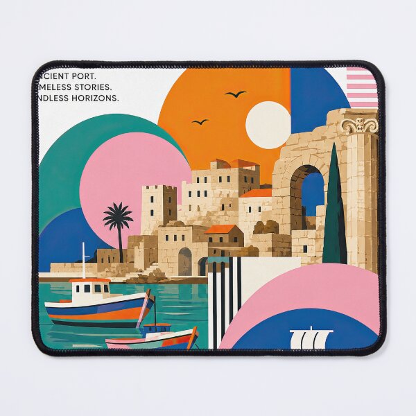 Item preview, Colorful BYBLOS travel poster depicting ancient Lebanese archite designed and sold by ckybe.