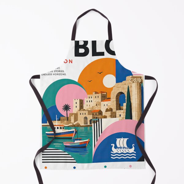 Item preview, Colorful BYBLOS travel poster depicting ancient Lebanese archite designed and sold by ckybe.