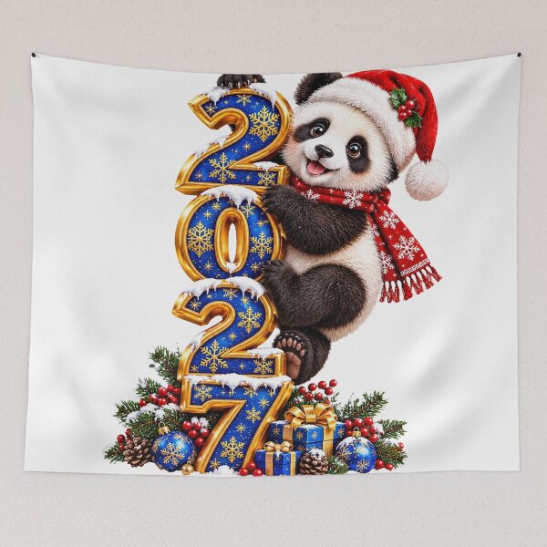 Item preview, Cute Panda Climbing 2027 – Festive New Year Design designed and sold by HoMya.