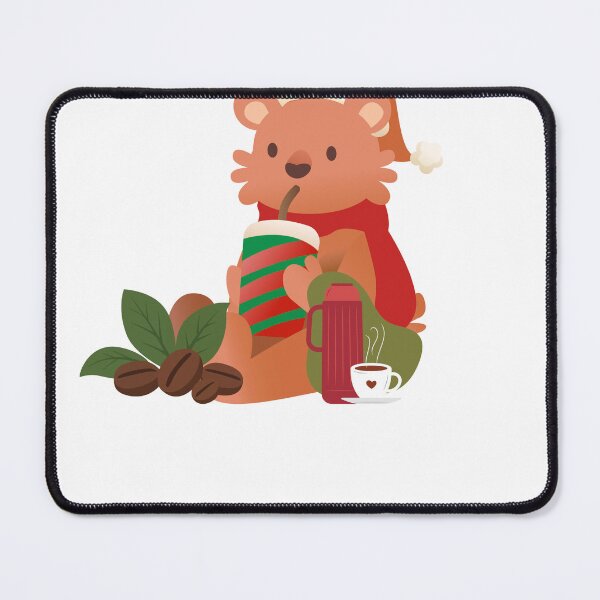 Item preview, Cute Christmas Bear Drinking Coffee & Iced Latte Illustration designed and sold by TheDentalDoodle.