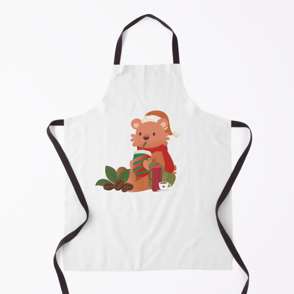 Item preview, Cute Christmas Bear Drinking Coffee & Iced Latte Illustration designed and sold by TheDentalDoodle.
