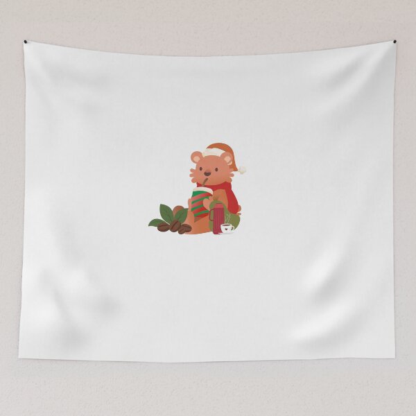 Item preview, Cute Christmas Bear Drinking Coffee & Iced Latte Illustration designed and sold by TheDentalDoodle.