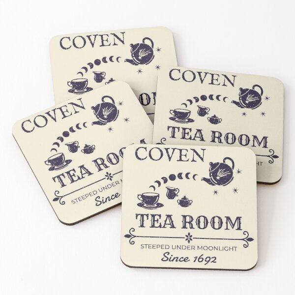 Item preview, Coven Tea Room – Witchy Vintage Halloween Tea Design – Midnight Purple designed and sold by Leslie Makes Stuff.