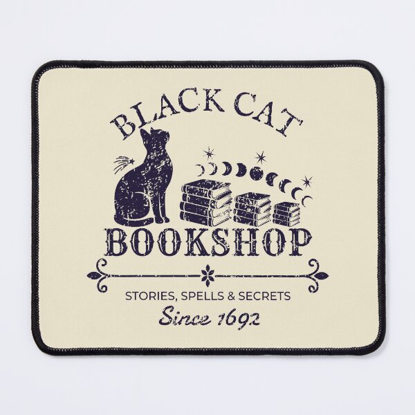 Item preview, Black Cat Bookshop – Witchy Vintage Halloween Book Lover Design – Midnight Purple designed and sold by Leslie Makes Stuff.