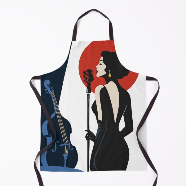Item preview, Vintage Jazz Vocalist Art | Art Deco Jazz Singer & Blue Double Bass | Retro Music Illustration | Mid Century Modern Print designed and sold by Studio pod Burom.