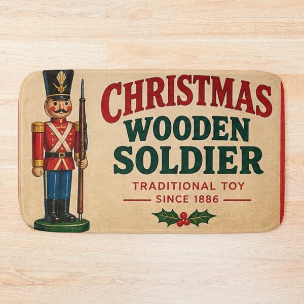 Item preview, Title: Vintage Christmas Toy Label – Wooden Soldier with Rifle designed and sold by Kenny8716.