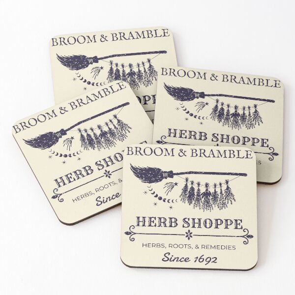 Item preview, Broom & Bramble Herb Shoppe – Witchy Vintage Halloween Herbal Design – Midnight Purple designed and sold by Leslie Makes Stuff.