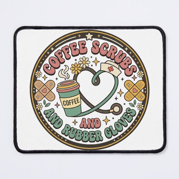 Item preview, Coffee Scrubs And Rubber Gloves - Retro 70s Nurse Badge designed and sold by zac41 ⭐️⭐️⭐️⭐️⭐️(481).