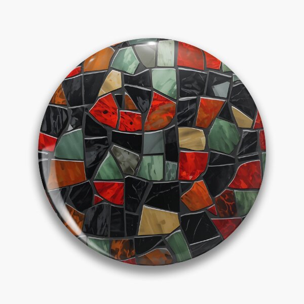 Item preview, Gaudi Inspired Black Red Green Framed Stained Glass Mosaic Pattern designed and sold by GrinGalore.