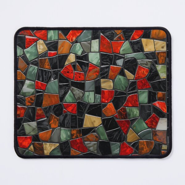 Item preview, Gaudi Inspired Black Red Green Framed Stained Glass Mosaic Pattern designed and sold by GrinGalore.