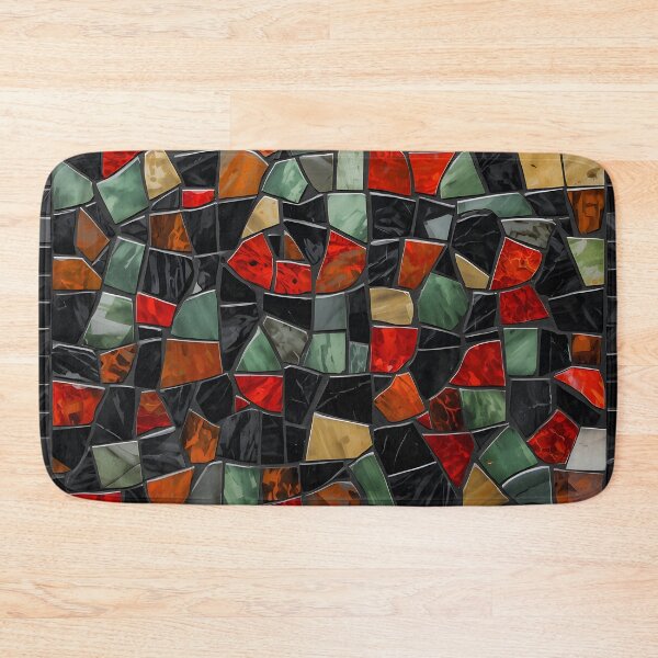 Item preview, Gaudi Inspired Black Red Green Framed Stained Glass Mosaic Pattern designed and sold by GrinGalore.