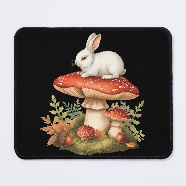 Item preview, Vintage White Rabbit on Amanita Mushroom Dark Cottagecore Sticker designed and sold by Youram.