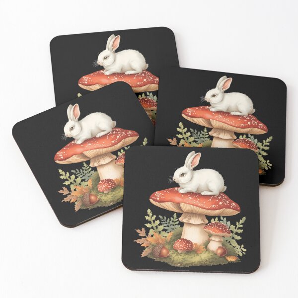 Item preview, Vintage White Rabbit on Amanita Mushroom Dark Cottagecore Sticker designed and sold by Youram.