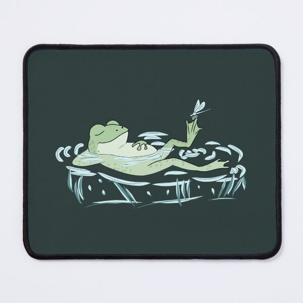 Item preview, Frog Chill Relaxing on Water Lily Pond Cottagecore Art designed and sold by LeshanArt.