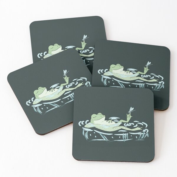 Item preview, Frog Chill Relaxing on Water Lily Pond Cottagecore Art designed and sold by LeshanArt.