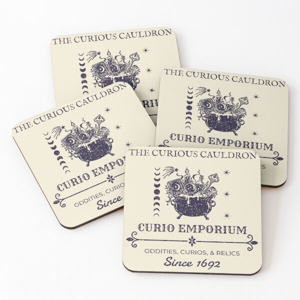 Item preview, The Curious Cauldron Curio Emporium – Witchy Vintage Halloween Oddities Design – Midnight Purple designed and sold by Leslie Makes Stuff.