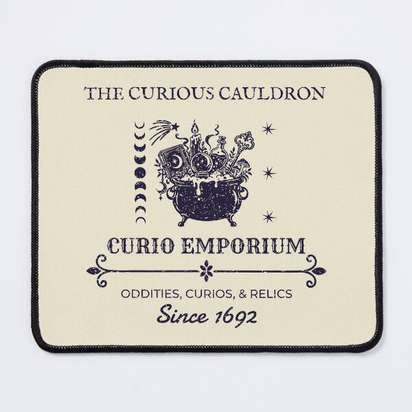 Item preview, The Curious Cauldron Curio Emporium – Witchy Vintage Halloween Oddities Design – Midnight Purple designed and sold by Leslie Makes Stuff.