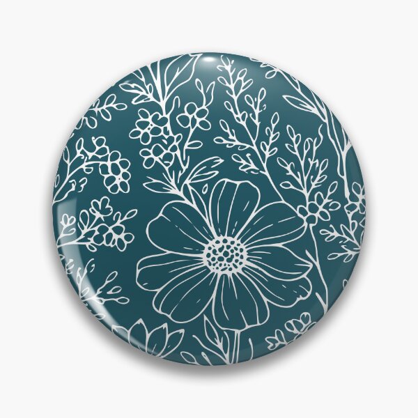 Item preview, Botanical Wildflowers Outline Pattern Blue designed and sold by Jeallan Designs.