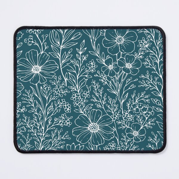 Item preview, Botanical Wildflowers Outline Pattern Blue designed and sold by Jeallan Designs.