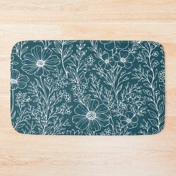 Item preview, Botanical Wildflowers Outline Pattern Blue designed and sold by Jeallan Designs.