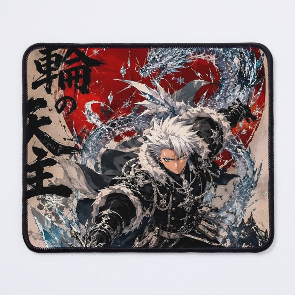 Item preview, Frostbound Ice Warrior – White Haired Samurai and Ice Dragon Fantasy Art designed and sold by Dyan4.