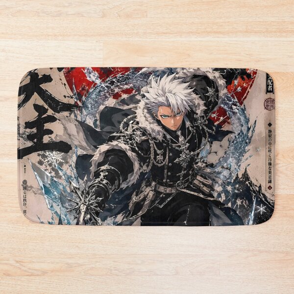 Item preview, Frostbound Ice Warrior – White Haired Samurai and Ice Dragon Fantasy Art designed and sold by Dyan4.