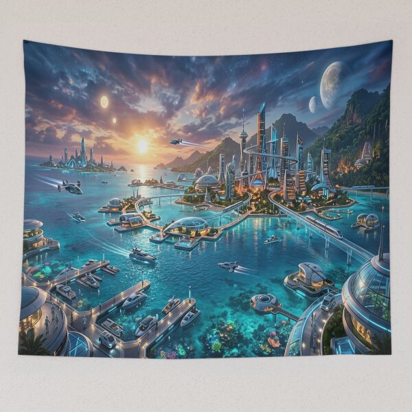 Item preview, Futuristic Sci-Fi City on a Tropical Ocean World designed and sold by Solomon-Ent-144.