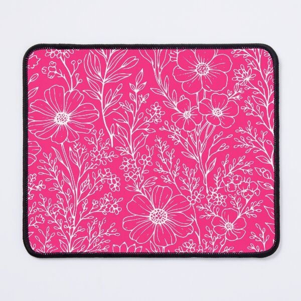 Item preview, Botanical Wildflowers Outline Pattern Vivid Rose Pink designed and sold by Jeallan Designs.
