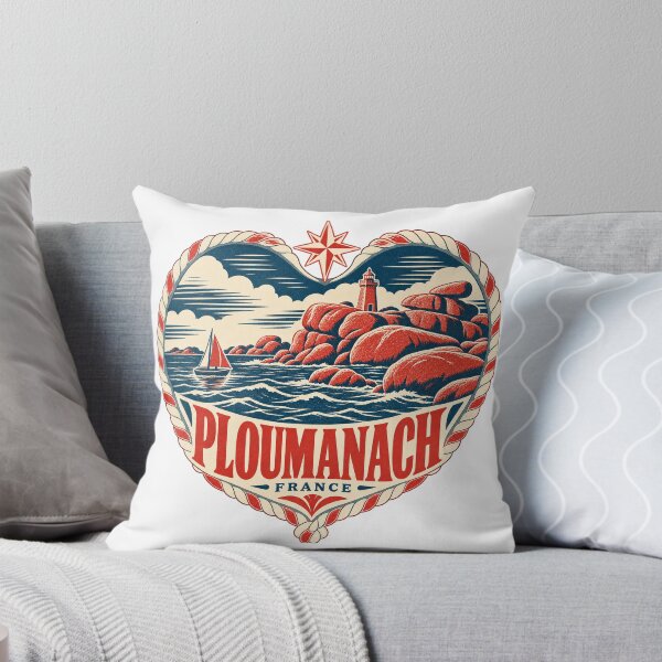 Item preview, Ploumanach France Travel Souvenir Nautical Woodcut Heart designed and sold by VisualArtsOasis.