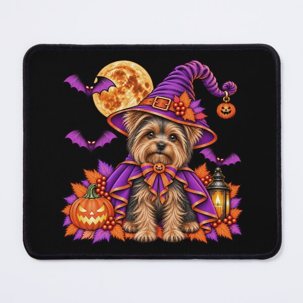 Item preview, Terrier Yorkshire Halloween Witch Costume & Spooky Pumpkin designed and sold by PixelsPaws.
