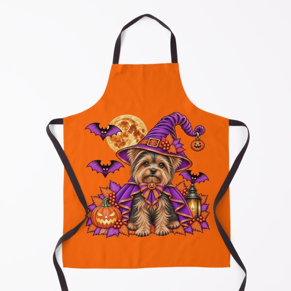 Item preview, Terrier Yorkshire Halloween Witch Costume & Spooky Pumpkin designed and sold by PixelsPaws.