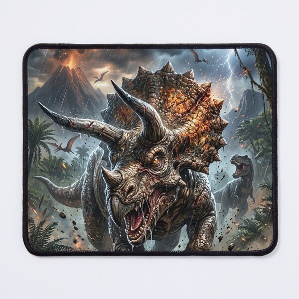 Item preview, Triceratops Charge - Epic Dinosaur Fantasy Art designed and sold by Lucid Dream Pixel.
