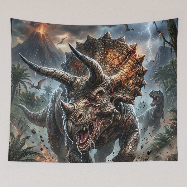 Item preview, Triceratops Charge - Epic Dinosaur Fantasy Art designed and sold by Lucid Dream Pixel.