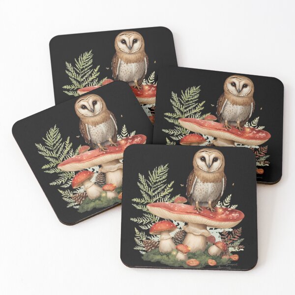 Item preview, Vintage Brown Owl on Amanita Mushroom Dark Cottagecore Sticker designed and sold by Youram.