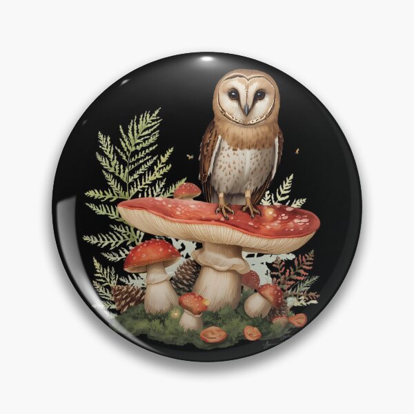 Item preview, Vintage Brown Owl on Amanita Mushroom Dark Cottagecore Sticker designed and sold by Youram.