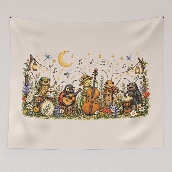 Item preview, Whimsical Insect Band, Bug Orchestra, Cottagecore Nature, Watercolor Music, Insect Lover Gift designed and sold by Cchotlan.