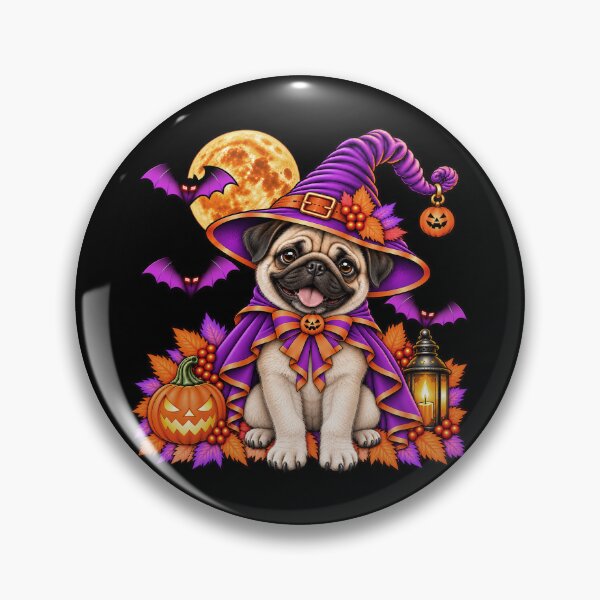 Item preview, Pug Halloween Witch Costume & Spooky Pumpkin designed and sold by PixelsPaws.