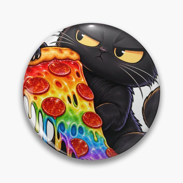 Item preview, Rainbow Pizza Side-Eye Cat – Funny Black Cat Pizza Lover designed and sold by InspireHerTribe.