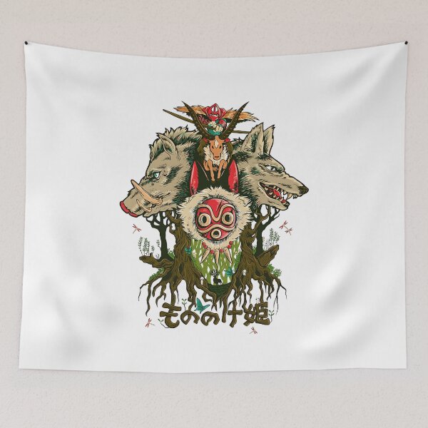 Item preview, Mystical Forest Spirits Wolf Boar Japanese Fantasy Graphic designed and sold by SpaceRadioer.
