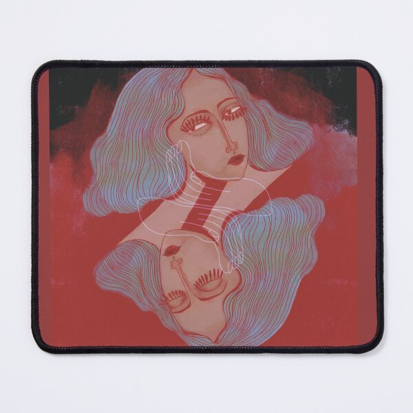 Item preview, Surreal Dual Face Portrait Red and Blue Aesthetic Contemporary Fine Art Print designed and sold by Borgyart.