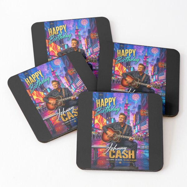 Item preview, Johnny Cash - Happy Birthday - The Man in Black - Country Music Legend designed and sold by DBM Photo Art 1.