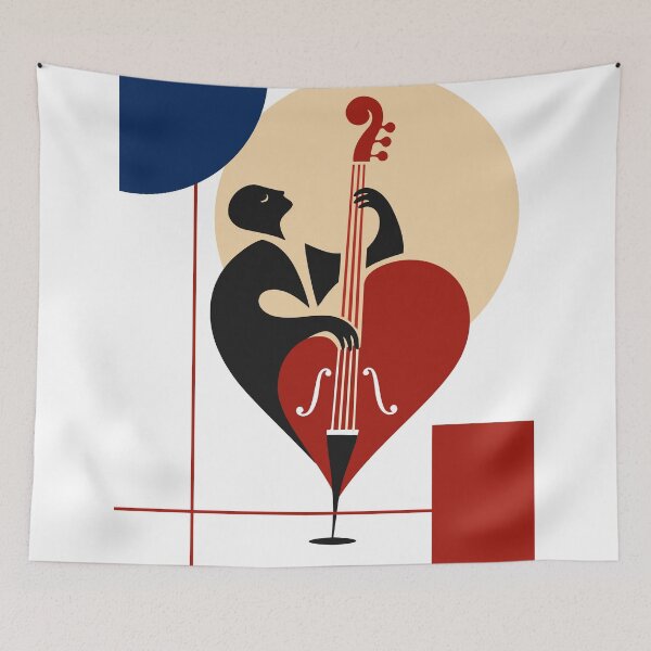 Item preview, Double Bass Art Print, Jazz Bass Player Print, Upright Bass Art, Musician Gift, Mid Century Modern Music Decor, Jazz Lover Gift designed and sold by Studio pod Burom.