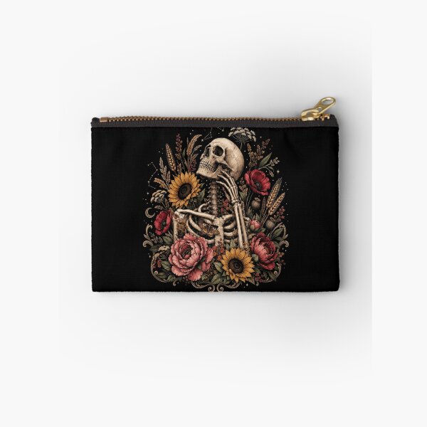 Item preview, Gothic Floral Skeleton Botanical Skull with Sunflowers and Poppies designed and sold by ArcaneArtistry.