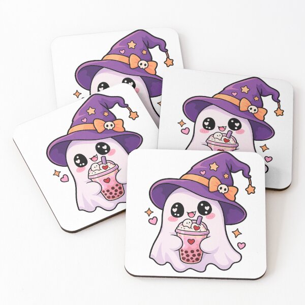 Item preview, Kawaii Ghost Witch Drinking Boba Tea  designed and sold by CrazySzoopWorld.