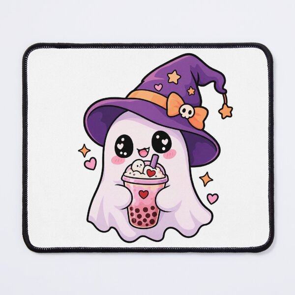 Item preview, Kawaii Ghost Witch Drinking Boba Tea designed and sold by CrazySzoopWorld.